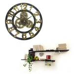 Horloge murale à engrenages ronde simple face en bois rétro, diamètre : 58 cm, numéro 58, numéro 58 cm