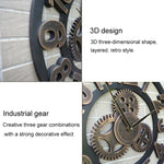 Retro Wooden Round Single-sided Gear Clock Rome Number Wall Clock, Diameter: 58cm, Rome Number 58cm