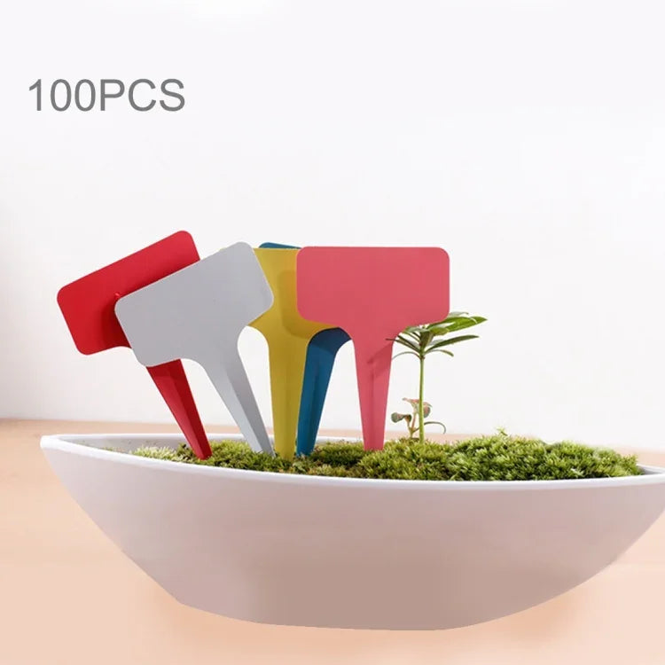 100PCS Étiquettes florales Étiquettes de jardinage Étiquette en T - type Étiquette insérée Étiquette pour pots, livraison couleur aléatoire, étiquette plante 4