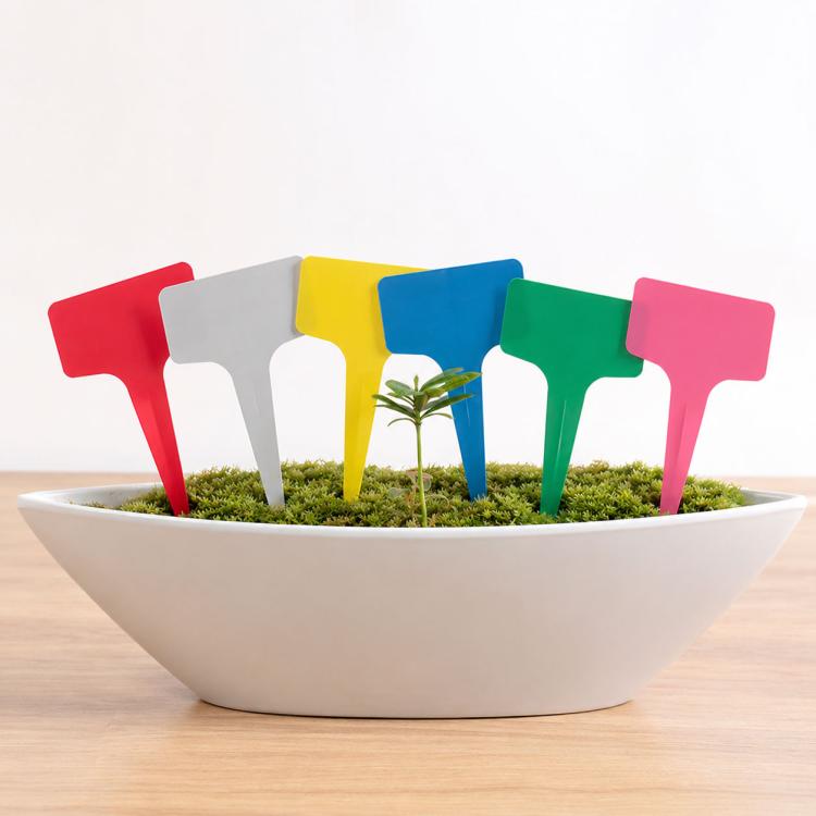 100PCS Étiquettes florales Étiquettes de jardinage Étiquette en T - type Étiquette insérée Étiquette pour pots, livraison couleur aléatoire, étiquette plante 4