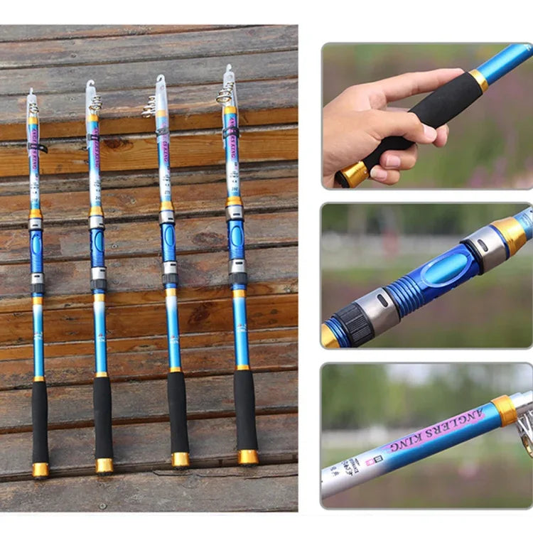 Canne à pêche portable en carbone de 2,1 m, couleur aléatoire, 2,1 m