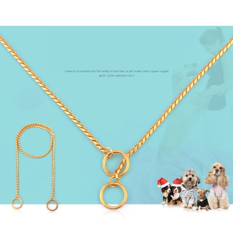 Collier pour animaux de compagnie, lanière de cou pour chien, chaîne serpent, chaîne en métal massif, longueur : 65 cm.