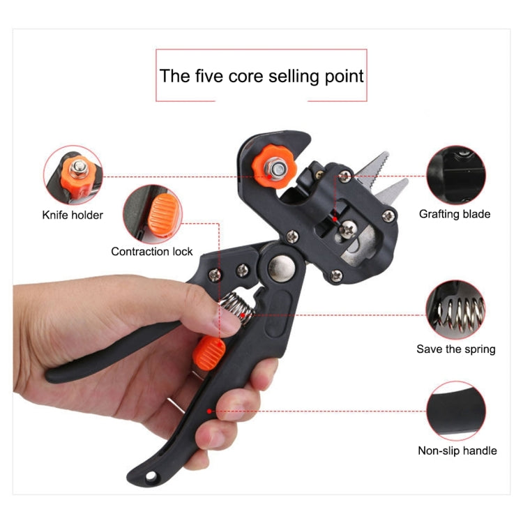 Ensemble d'Outils Professionnels de Greffage Ciseaux de Taille Machine à Greffer Plantule Dispositif de Greffage avec Trois Lames, un Couteau Croisé, une Clé, Noir