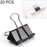 20 pinces métalliques noires 51mm pour notes papiers lettres bureau, 20 pièces / 51mm