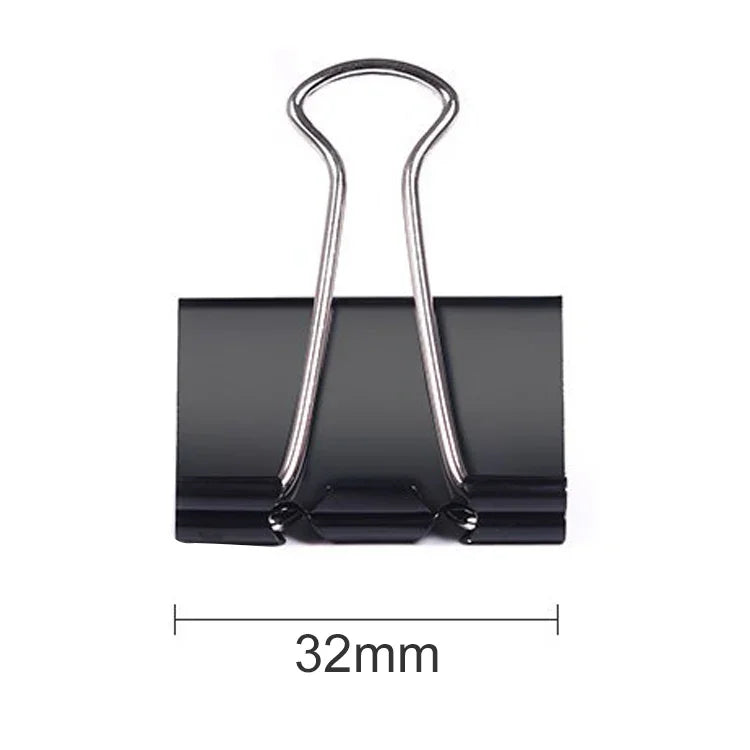50PCS 32mm Clip Métal Noir pour Notes, Lettres, Papier, Clip de Bureau, 50PCS / 32mm