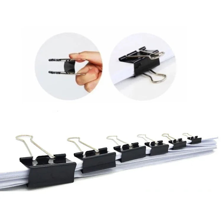 50PCS 32mm Clip Métal Noir pour Notes, Lettres, Papier, Clip de Bureau, 50PCS / 32mm