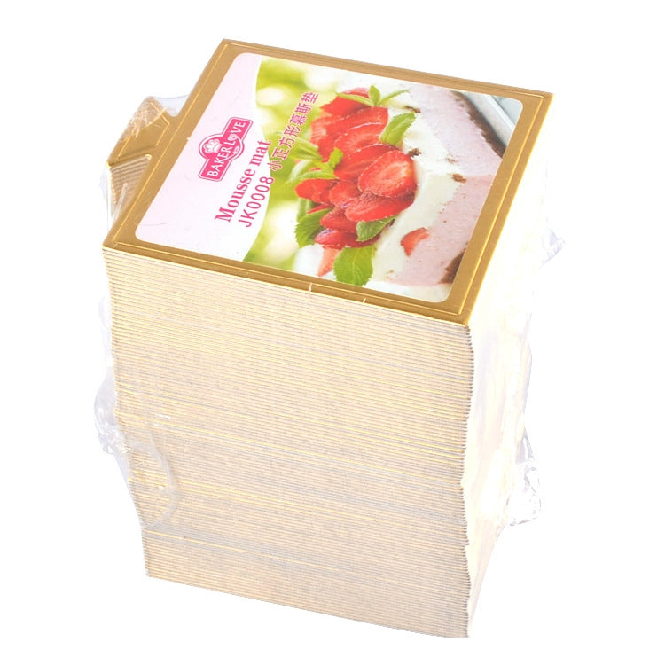 100 / Paquet Petits Carrés en Carton pour Gâteau Épais Rigides Dorés pour Gâteaux Mousse, Petits Carrés