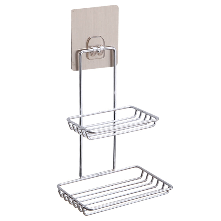Porte-savon double couche créatif en acier inoxydable, support de savon adhésif magique sans trace, étagère de salle de bain double couche