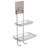 Support de savon créatif en acier inoxydable à double couche, style autocollant magique sans trace, porte-savon, étagère de salle de bain avec cintre, étagère de salle de bain à double couche 1