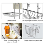 Support de savon créatif en acier inoxydable à double couche, style autocollant magique sans trace, porte-savon, étagère de salle de bain avec cintre, étagère de salle de bain à double couche 1