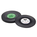 Lot de 6 sous-verres rétro en vinyle noir pour CD, tapis de tasse de table à la maison, napperon pour boisson au café, vaisselle tournante, diamètre : 10,7 cm, 6 tapis de tasse