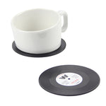 Lot de 6 sous-verres rétro en vinyle noir pour CD, tapis de tasse de table à la maison, napperon pour boisson au café, vaisselle tournante, diamètre : 10,7 cm, 6 tapis de tasse