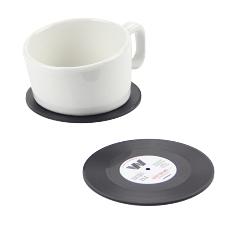 Lot de 6 sous-verres rétro en vinyle noir pour CD, tapis de tasse de table à la maison, napperon pour boisson au café, vaisselle tournante, diamètre : 10,7 cm, 6 tapis de tasse
