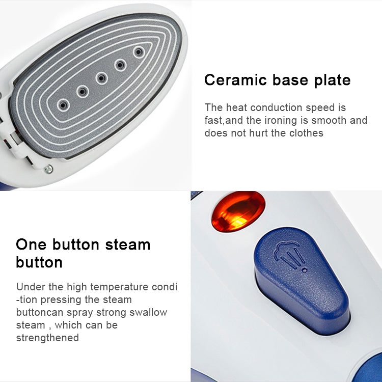 Défroisseur vapeur portatif multifonction pour la maison, appareil à vapeur portable à main avec fond en céramique, brosse en flanelle, brosse à cheveux et verre doseur, prise US, prise US violet
