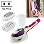 Défroisseur vapeur portatif multifonction pour la maison, appareil à vapeur portable à main avec fond en céramique, brosse en flanelle, brosse à cheveux et verre doseur, prise US, prise US violet