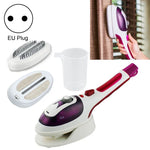 Défroisseur vapeur portatif multifonction pour la maison, appareil à vapeur portable à main avec fond en céramique, brosse en flanelle, brosse à cheveux et verre doseur, prise EU, prise EU violet, prise EU bleu