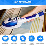 Défroisseur vapeur portatif multifonction pour la maison, appareil à vapeur portable à main avec fond en céramique, brosse en flanelle, brosse à cheveux et verre doseur, prise EU, prise EU violet, prise EU bleu