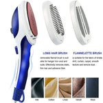 Défroisseur vapeur portatif multifonction pour la maison, appareil à vapeur portable à main avec fond en céramique, brosse en flanelle, brosse à cheveux et verre doseur, prise EU, prise EU violet, prise EU bleu