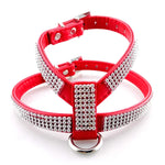 Harnais pour chien en PU souple et respirant orné de strass, avec sangle de poitrine et collier. Taille : M