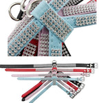 Harnais pour chien en PU souple et respirant orné de strass, avec sangle de poitrine et collier. Taille : M