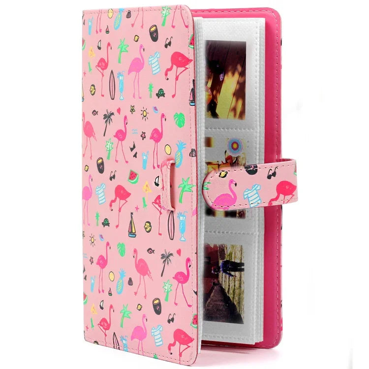 Motif flamant rose 3 pouces DIY PU Mini Créativité Type d'insertion 32 pages Album photo exquis pour Polaroid, Flamant rose