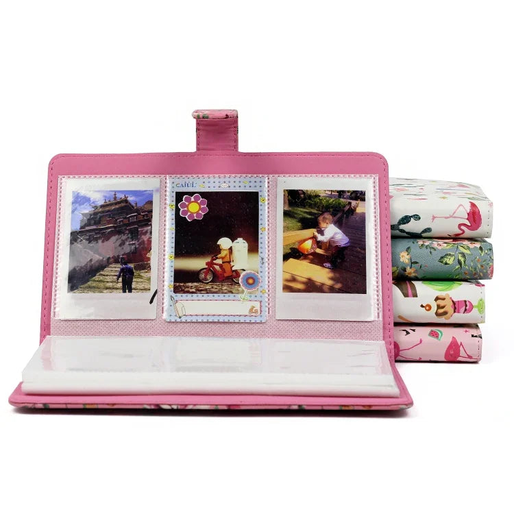 Motif flamant rose 3 pouces DIY PU Mini Créativité Type d'insertion 32 pages Album photo exquis pour Polaroid, Flamant rose