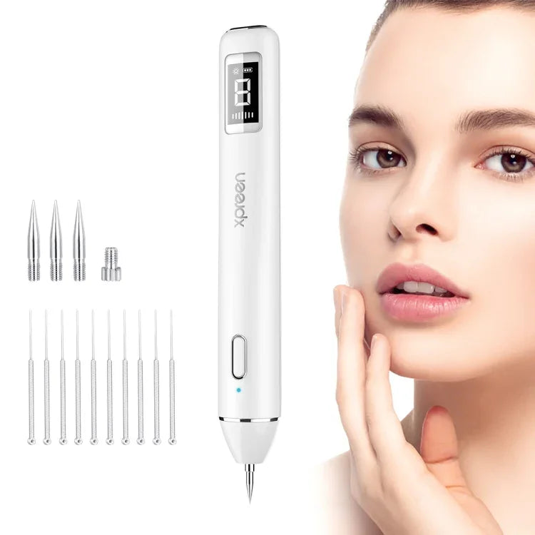 Xpreen XPRE061 Éliminateur professionnel de taches sombres, taches de rousseur, tatouages, verrues et grains de beauté rechargeable, avec écran LED et projecteur