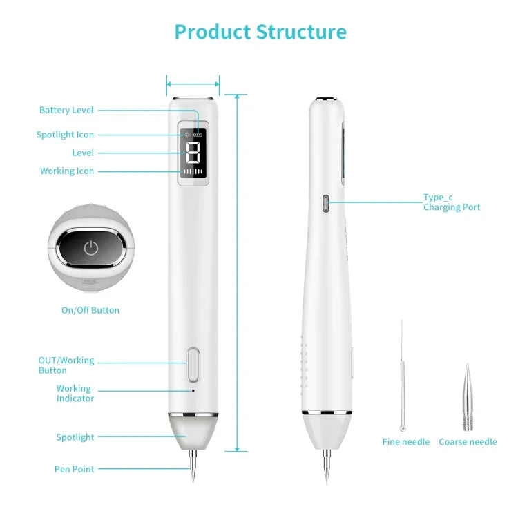 Xpreen XPRE061 Éliminateur professionnel de taches sombres, taches de rousseur, tatouages, verrues et grains de beauté rechargeable, avec écran LED et projecteur