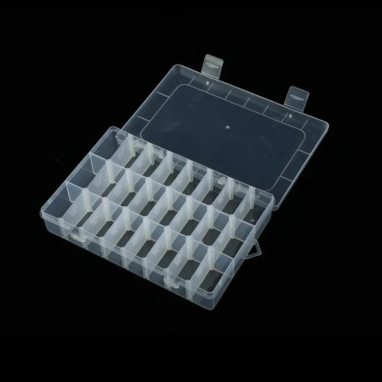 Organisateur de boîte en plastique à grille amovible 24 compartiments pour bijoux, boucles d'oreilles, 24 compartiments