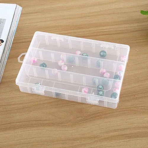 Organisateur de boîte en plastique à grille amovible 24 compartiments pour bijoux, boucles d'oreilles, 24 compartiments