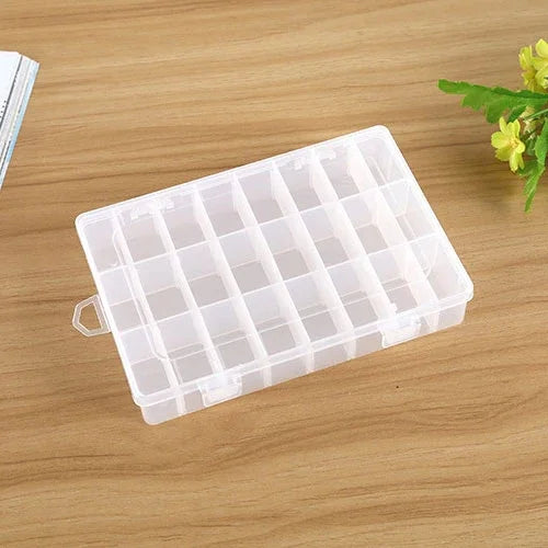 Organisateur de boîte en plastique à grille amovible 24 compartiments pour bijoux, boucles d'oreilles, 24 compartiments