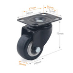 2 PCS Roue universelle silencieuse de 2 pouces pour meuble, armoire, table basse, roue universelle de 2 pouces