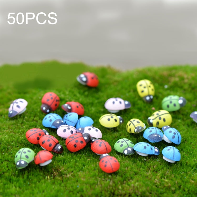 50pcs Cabochons en Bois Couleurs Mélangées Coccinelle pour Décoration Artisanat Décoration Coccinelle en Bois Accessoires d'Ornements Micro-paysage Multi-viande, Couleurs Mélangées