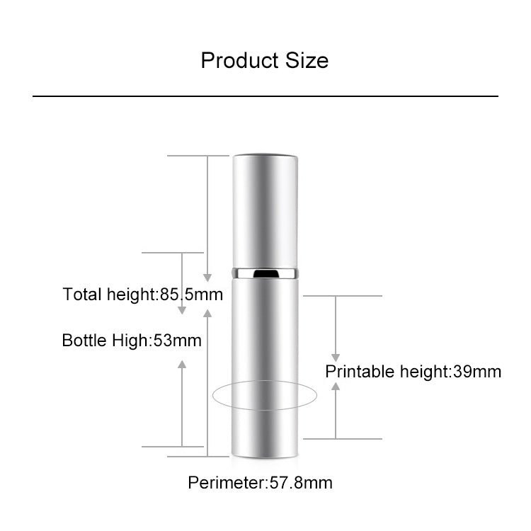 Vaporisateurs de parfum portables mini rechargeables en verre à brume fine avec extérieur métallique, 5 ml