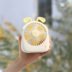 WT-F14 Mini ventilateur portable en forme de lapin 1200 mAh avec 3 niveaux de vitesse