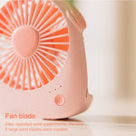 WT-F14 Mini ventilateur portable en forme de lapin 1200 mAh avec 3 niveaux de vitesse