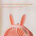 WT-F14 Mini ventilateur portable en forme de lapin 1200 mAh avec 3 niveaux de vitesse
