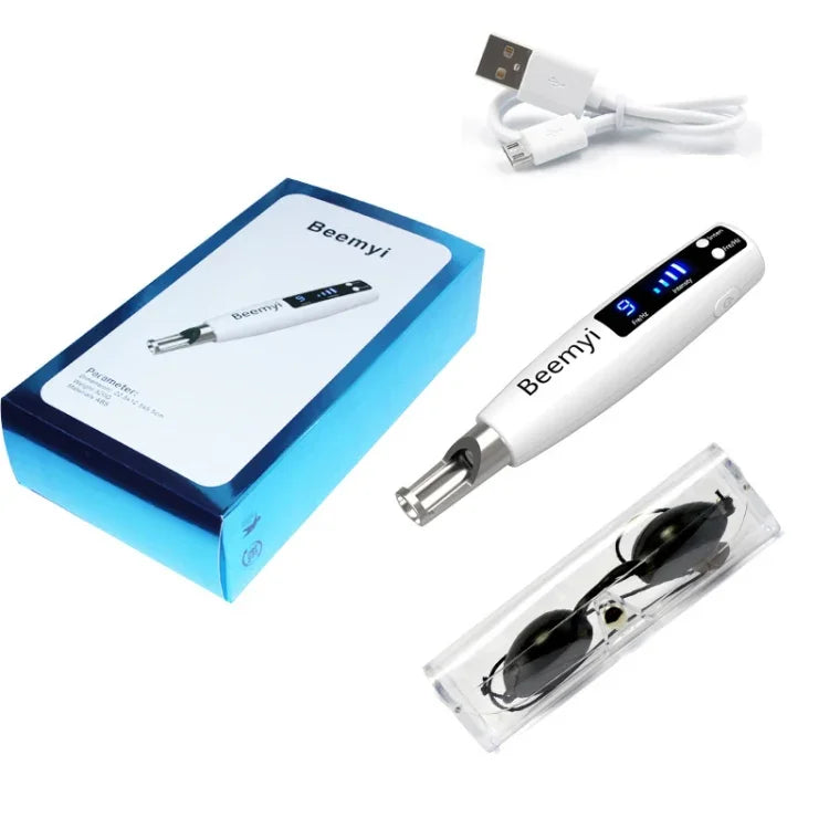 Stylo de soin beauté laser plasma portable à picoseconde (élimination tatouage, tache de rousseur, grain de beauté), lumière bleue USB / lumière rouge USB
