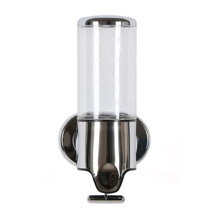 Distributeur manuel de douche pour hôtel, mural, pour liquide vaisselle, shampoing, savon, capacité : 500 ml, 500 ml/blanc transparent