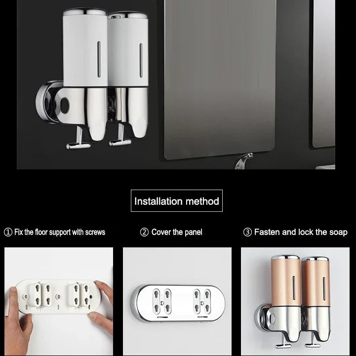 Distributeur manuel de douche pour hôtel, mural, pour liquide vaisselle, shampoing, savon, capacité : 500 ml, 500 ml/blanc transparent