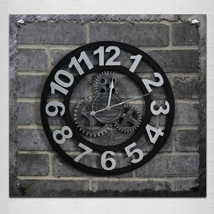 Originalité Américaine Style Industriel Bois Vintage Vieille Horloge Murale Engrenage
