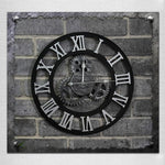Horloge murale en bois de style industriel américain original, engrenage vintage, diamètre : 50 cm, chiffres romains 50 cm