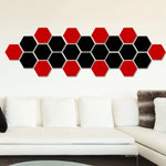 Ensemble de 12 autocollants muraux miroir hexagonaux 3D, Taille : 10*10cm, Taille : 10*10cm (Noir), Taille : 10*10cm (Or), Taille : 10*10cm (Rouge), Taille : 10*10cm (Argent)
