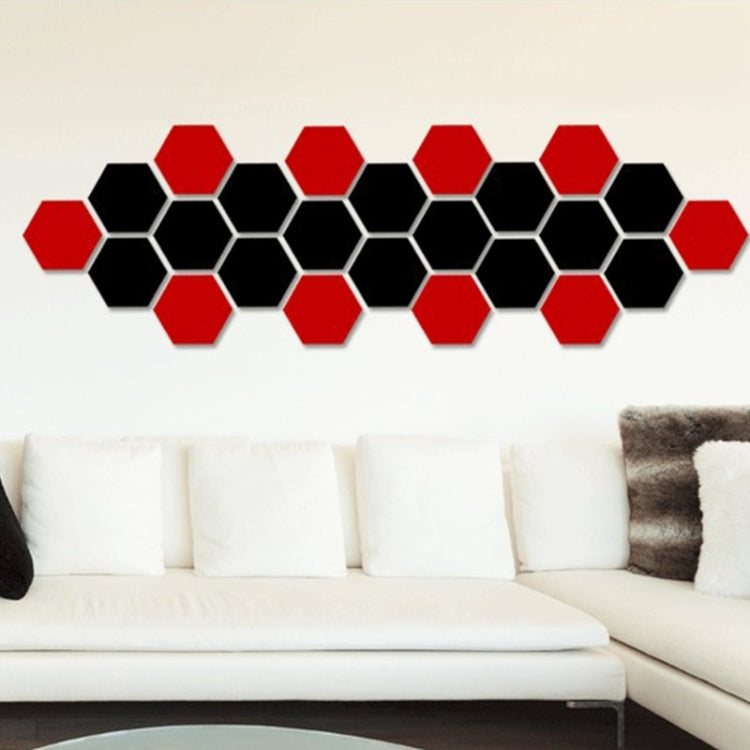 Ensemble de 12 autocollants muraux miroir hexagonaux 3D, Taille : 10*10cm, Taille : 10*10cm (Noir), Taille : 10*10cm (Or), Taille : 10*10cm (Rouge), Taille : 10*10cm (Argent)