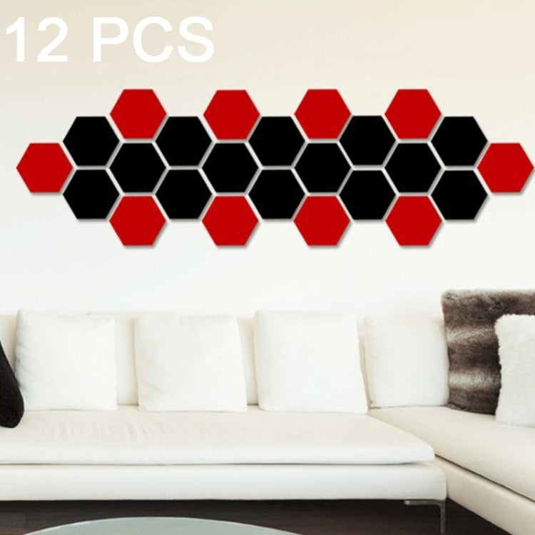 Lot de 12 autocollants muraux hexagonaux 3D miroir, taille : 8 x 8 cm, taille : 8 x 8 cm (bleu), taille : 8 x 8 cm (argent), taille : 8 x 8 cm (noir), taille : 8 x 8 cm (doré)