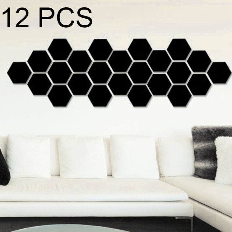 Lot de 12 autocollants muraux miroir hexagonaux 3D, Taille : 4*4cm, Taille : 4*4cm (Noir), Taille : 4*4cm (Doré), Taille : 4*4cm (Argenté)
