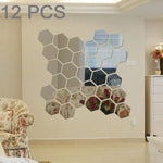 Lot de 12 autocollants muraux miroir hexagonaux 3D, Taille : 4*4cm, Taille : 4*4cm (Noir), Taille : 4*4cm (Doré), Taille : 4*4cm (Argenté)