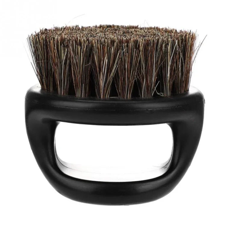 Brosse portable pour hommes en forme d'anneau, brosse à sanglier noire en ABS pour coupe de cheveux, nettoyage et rasage