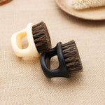 Brosse portable pour hommes en forme d'anneau, brosse à sanglier noire en ABS pour coupe de cheveux, nettoyage et rasage