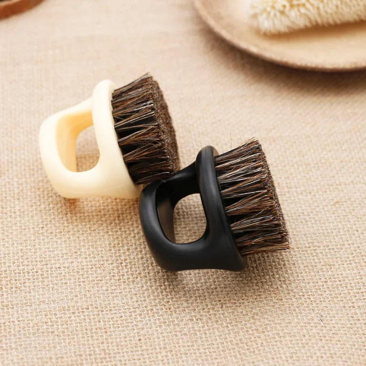 Brosse portable pour hommes en forme d'anneau, brosse à sanglier noire en ABS pour coupe de cheveux, nettoyage et rasage